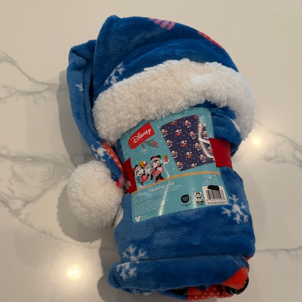 Disney Blue and White Festive Blanket